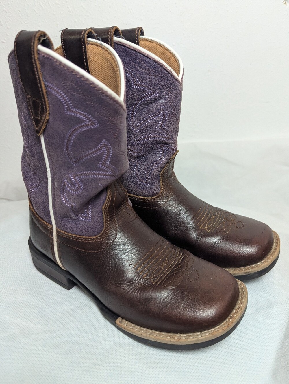 Roper Little Kids Girl's Purple & brown 'MONTEREY' COWBOY BOOTS in  SIZE 12